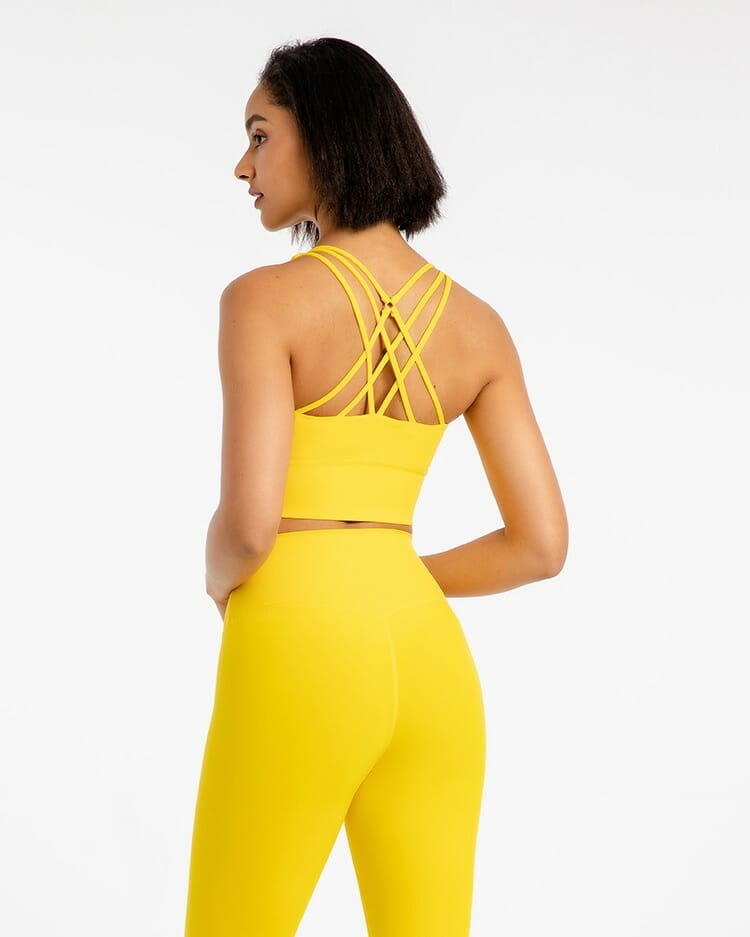 custom criss cross back bra wireless yellow