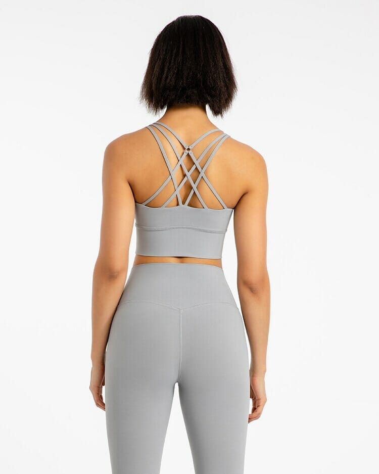 grey criss cross back bra wireless