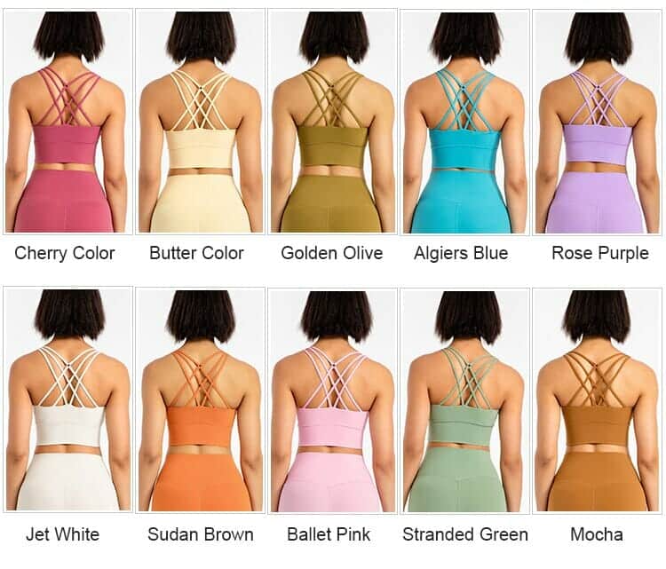 custom criss cross back bra wireless multi colored