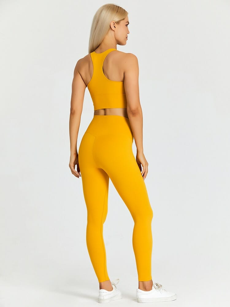 custom yellow yoga 2 piece sets for women