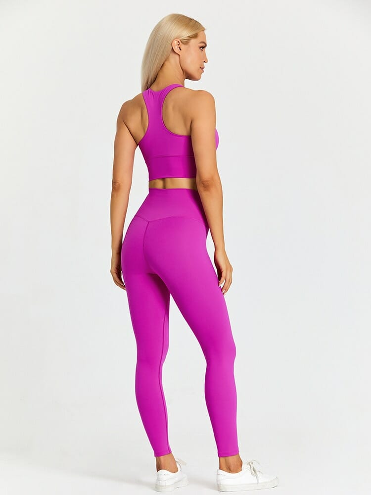 custom purple yoga 2 piece sets for women