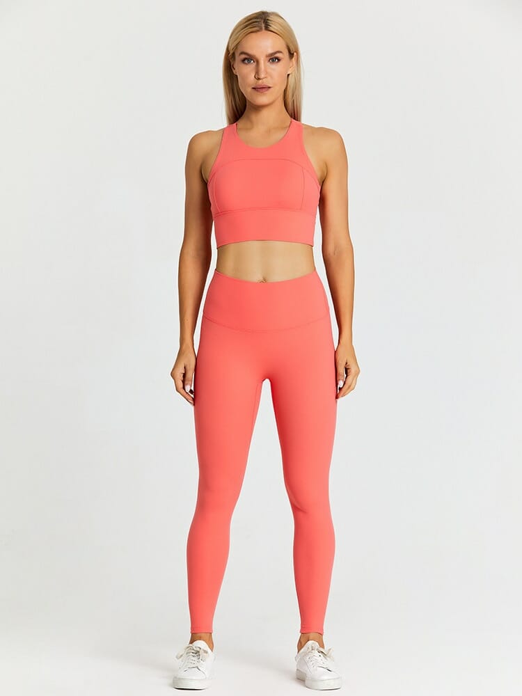 pink yoga 2 piece sets for women