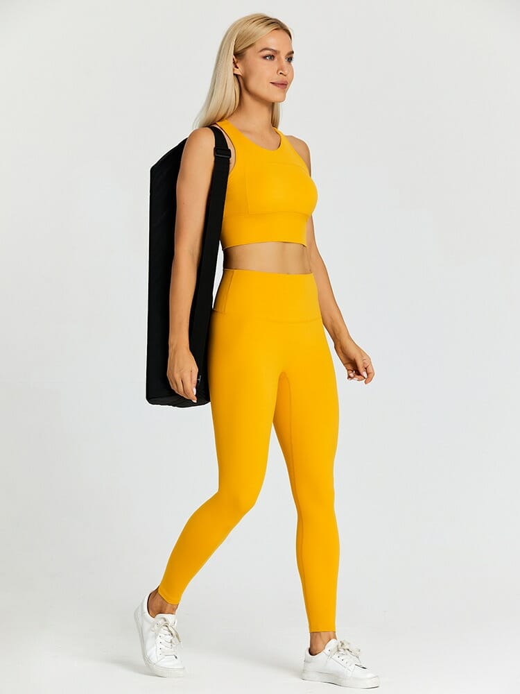 yellow yoga 2 piece sets for women