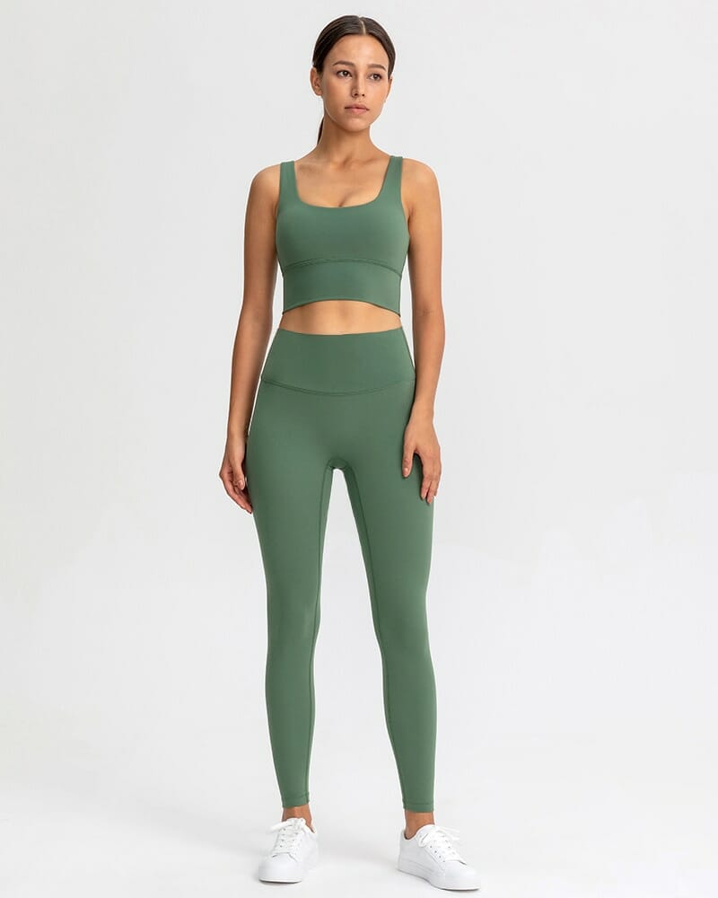 conjuntos de yoga personalizados naked feel verde para mujer