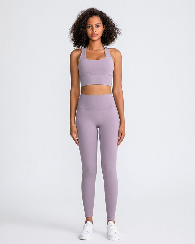 purple Women's naked feel yoga sets proveedor en China