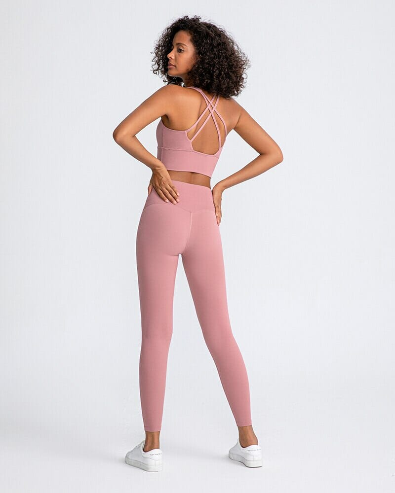 custom pink Women's naked feel yoga sets