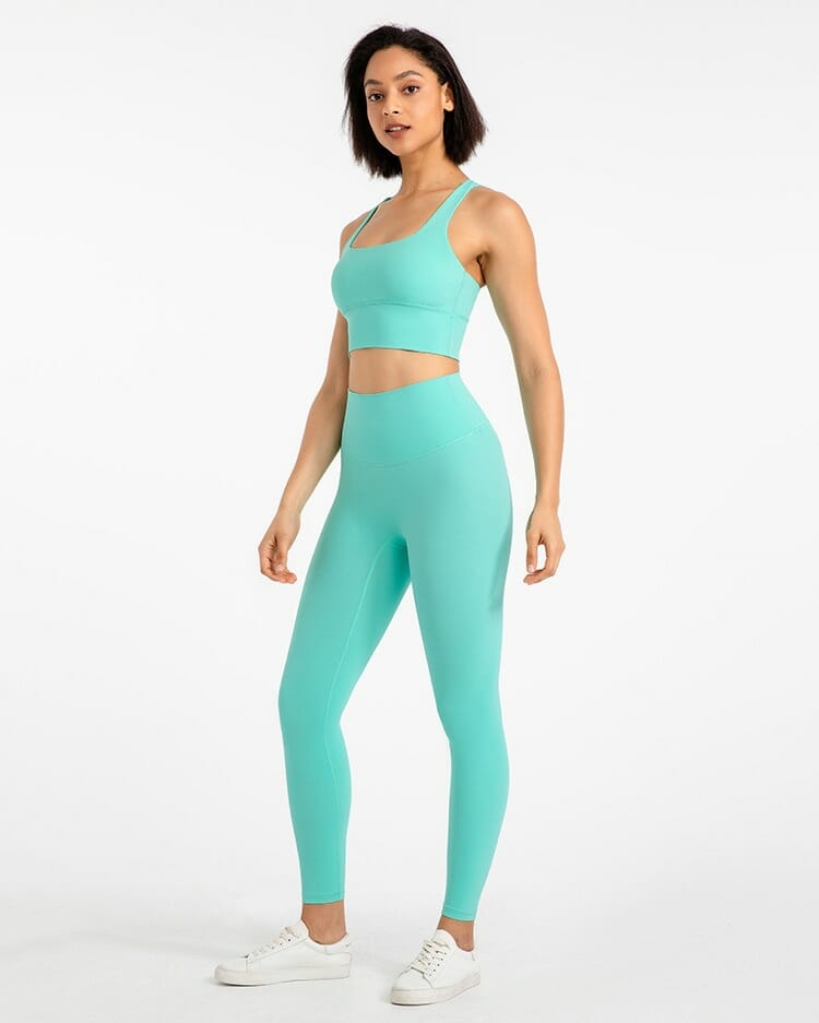 yoga clothing high waisted leggings and sports bra set wholesale in China