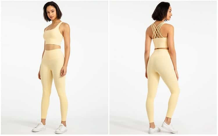 conjunto personalizado de leggings blancos de cintura alta y sujetador deportivo