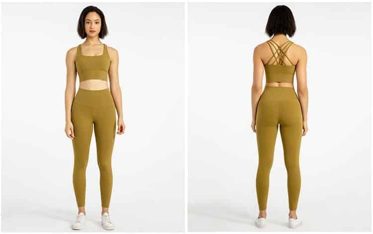 conjunto de leggings de cintura alta y sujetador deportivo para yoga  