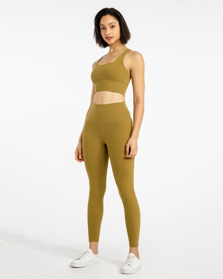 conjunto de yoga leggings de cintura alta y sujetador deportivo