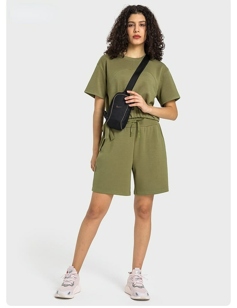 short verde de algodón para mujer