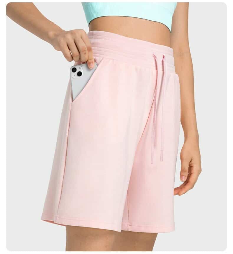 custom pink womens loose cotton shorts wholesale