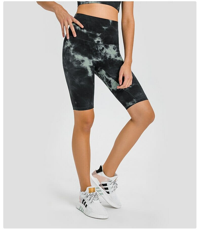 shorts biker tie dye para mujer para yoga