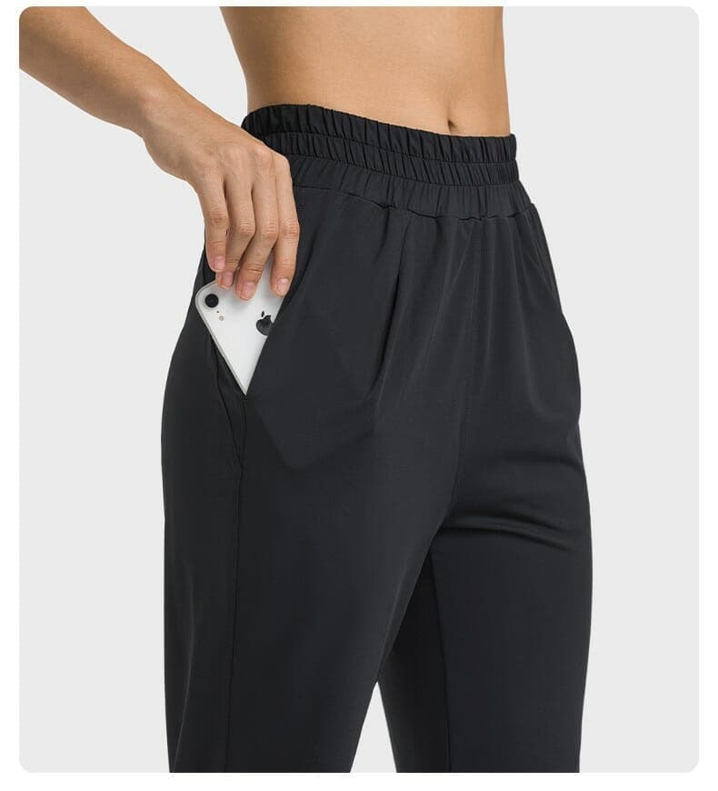 black womens joggers long length with pockets