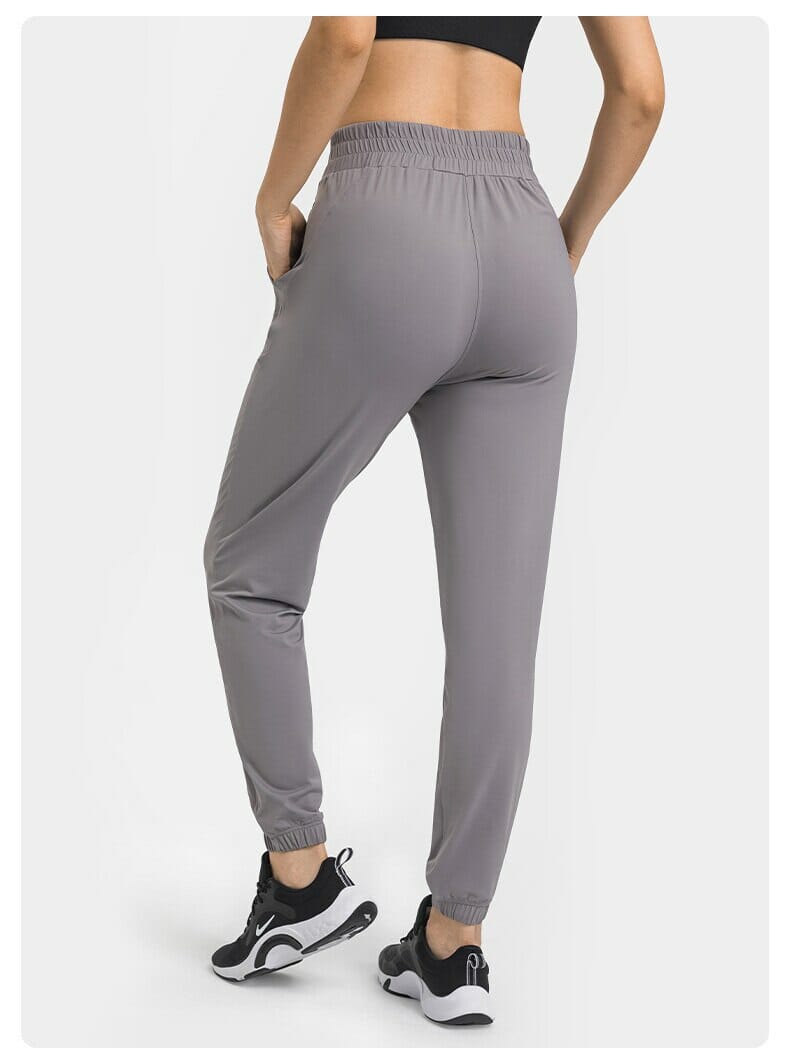 grey womens joggers long length with pockets