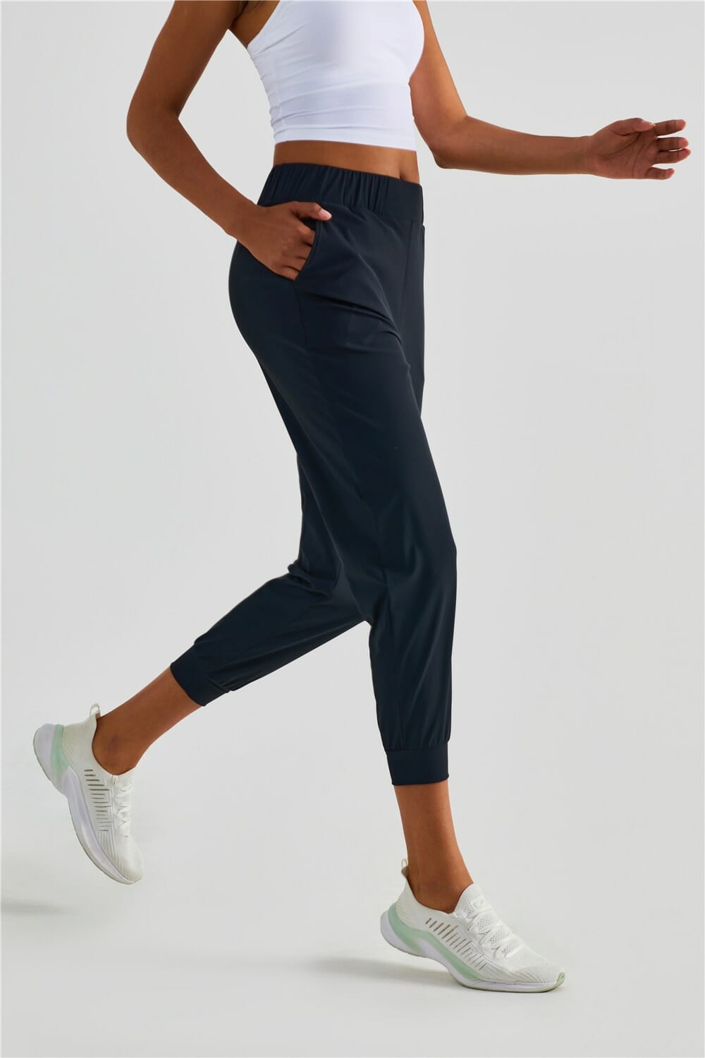 black 3/4 length womens joggers