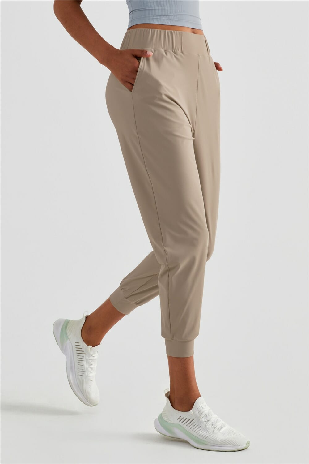 brown 3/4 length womens joggers