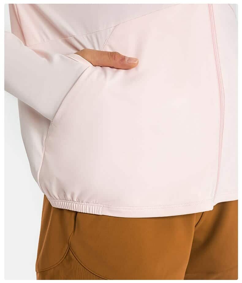 pink uv protection long sleeve hoodie with pockets