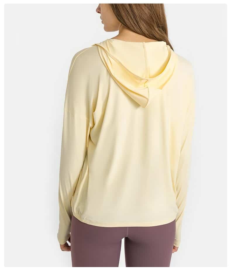 yellow uv protection long sleeve hoodie with pocket