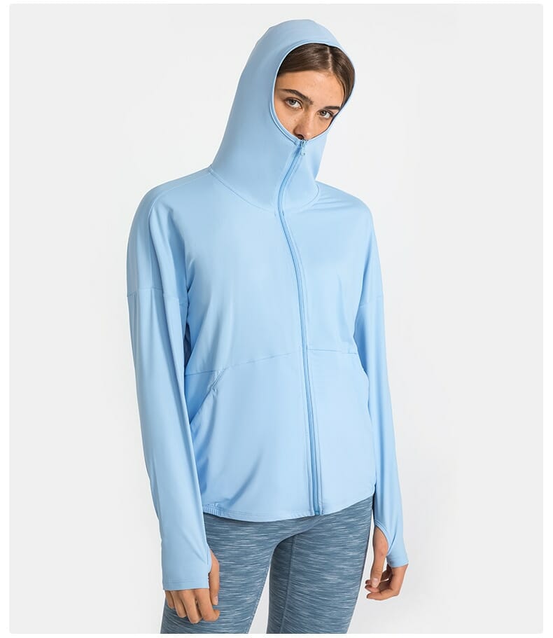 uv protection long sleeve hoodie with pocket