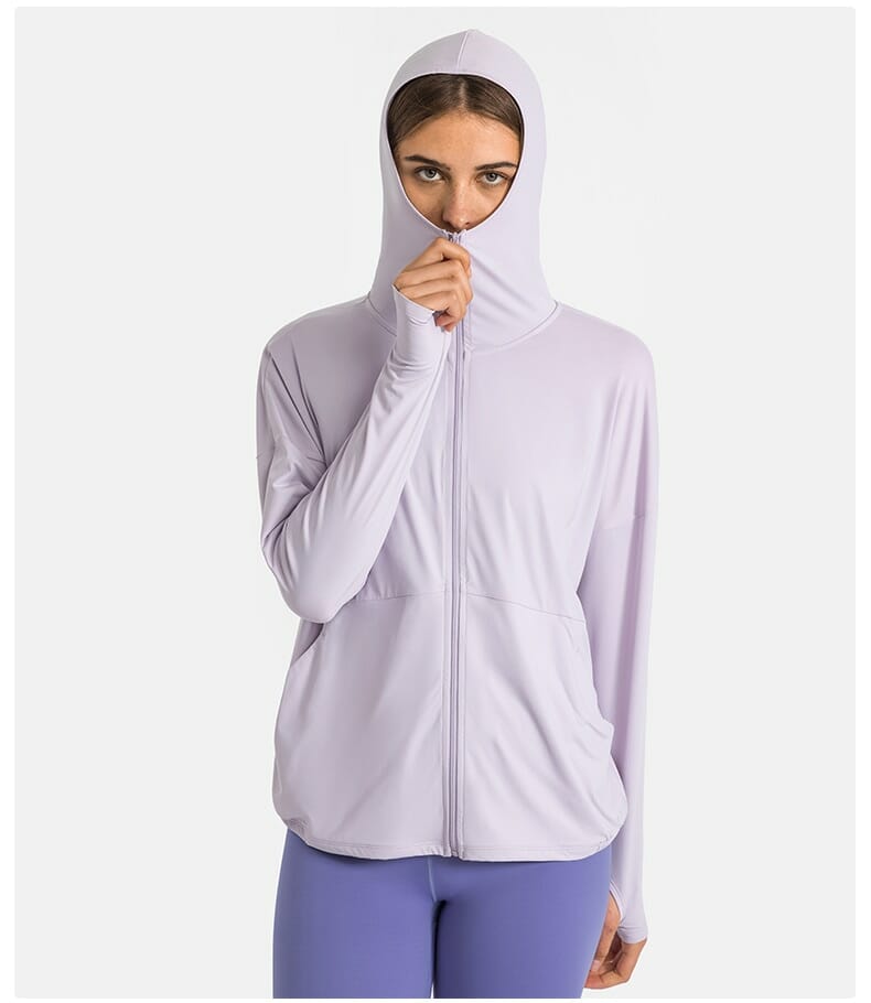 custom uv protection long sleeve hoodie with pocket supplier