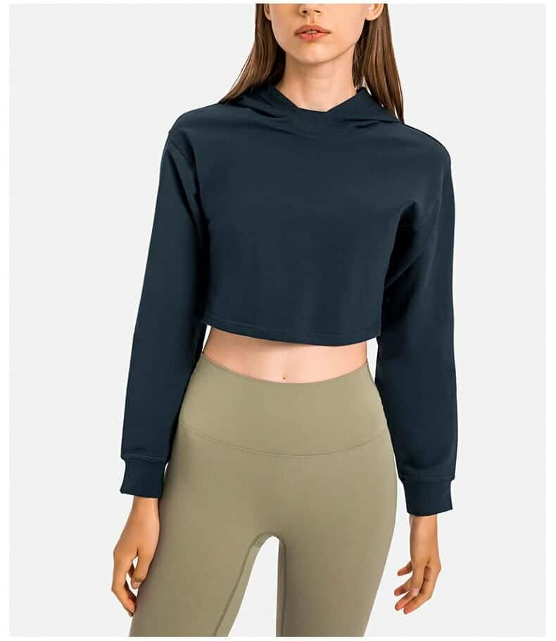 long sleeve women's cropped hoodie sweatshirt