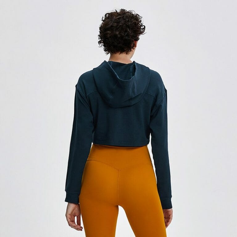 long sleeve grey cropped hoodie women's