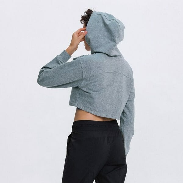 grey cropped hoodie women's