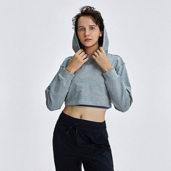 grey cropped hoodie women's wholesale