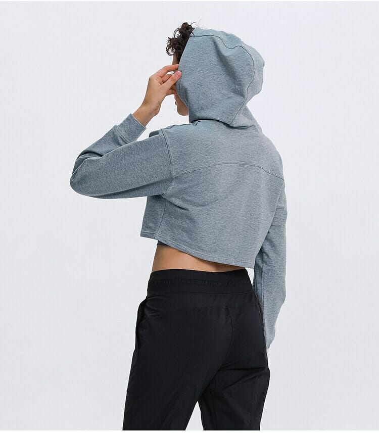 custtom grey cropped hoodie women's top