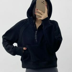 half zip cotton hoodie