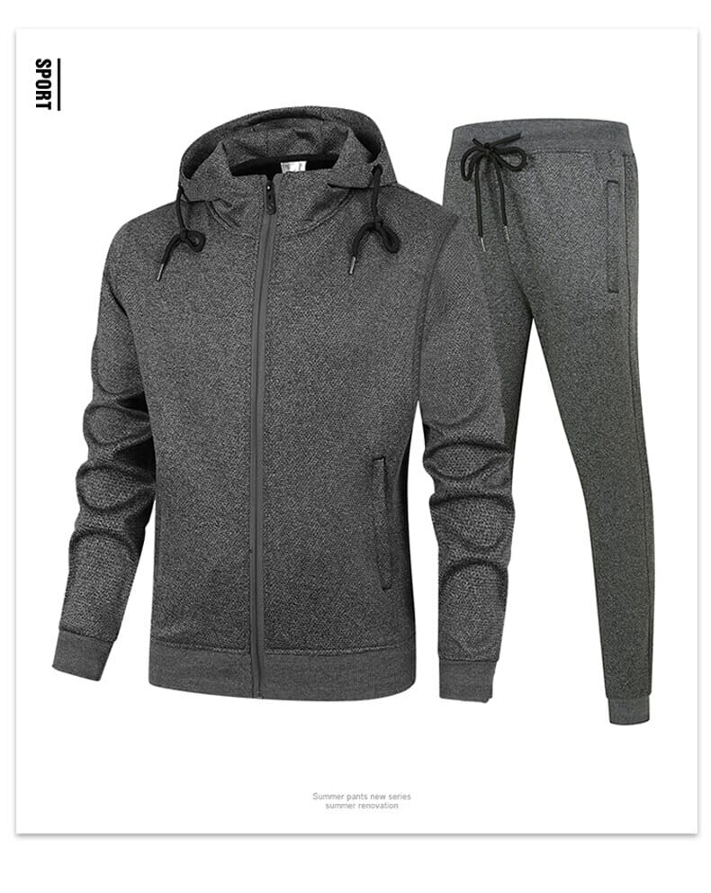 grey hoodie tracksuit set men's