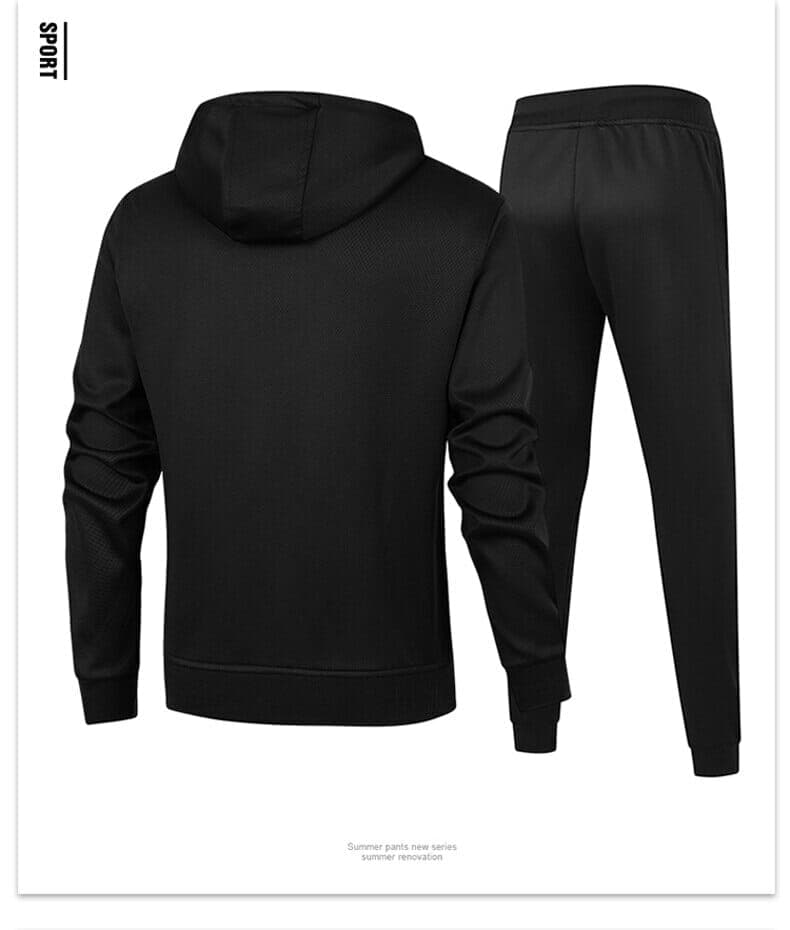 black hoodie tracksuit set men's with pockets