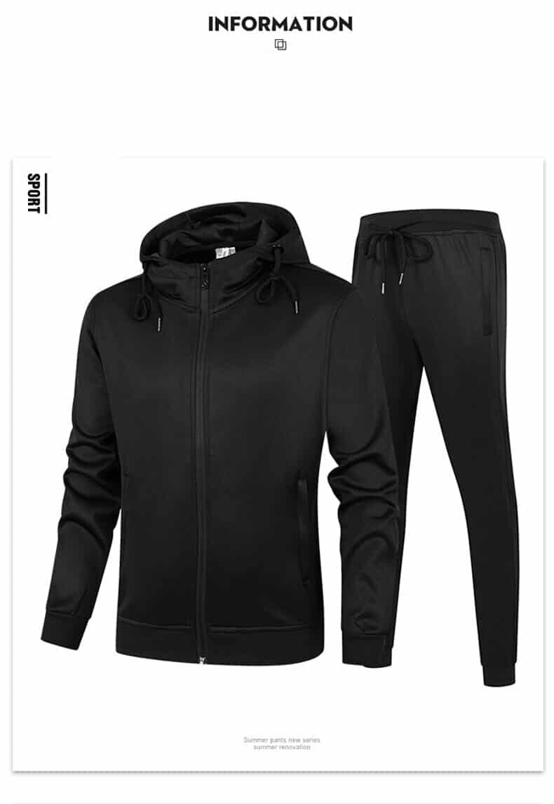 blacck hoodie tracksuit set men's