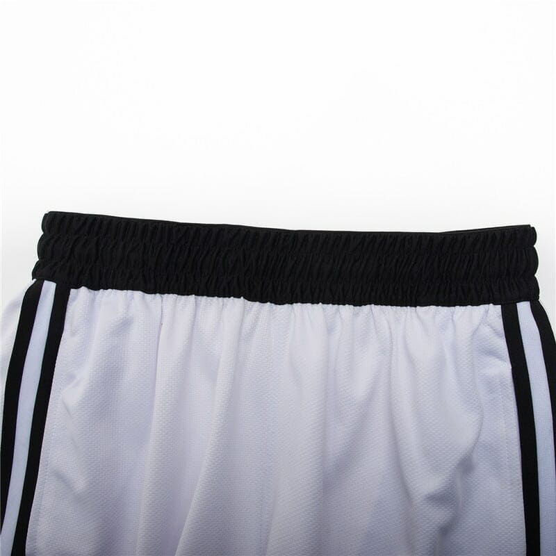 short baloncesto blanco extra largo hombre con bolsillos