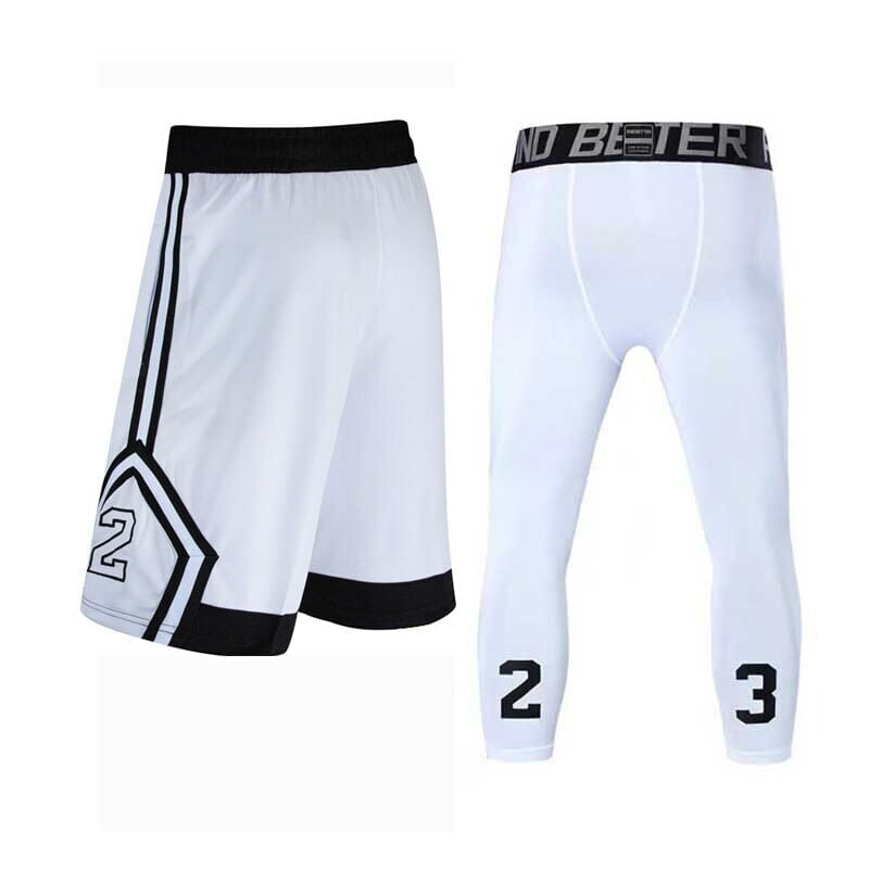 short blanco extra largo de baloncesto con bolsillos