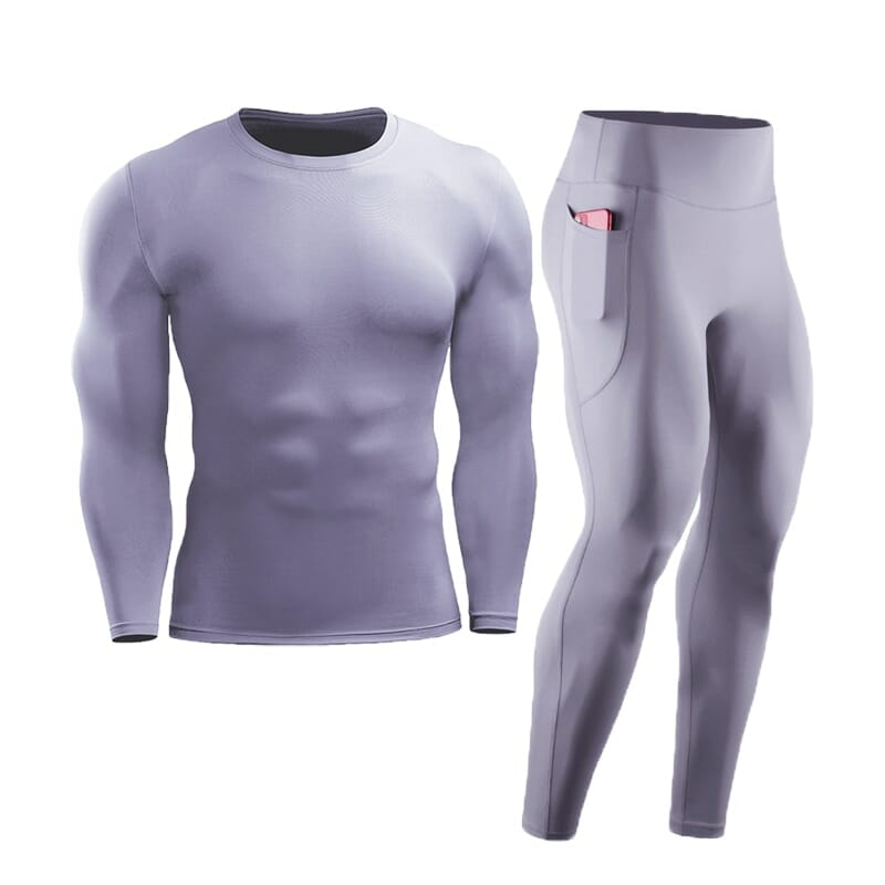 men sportswear tights top and bottom set purple