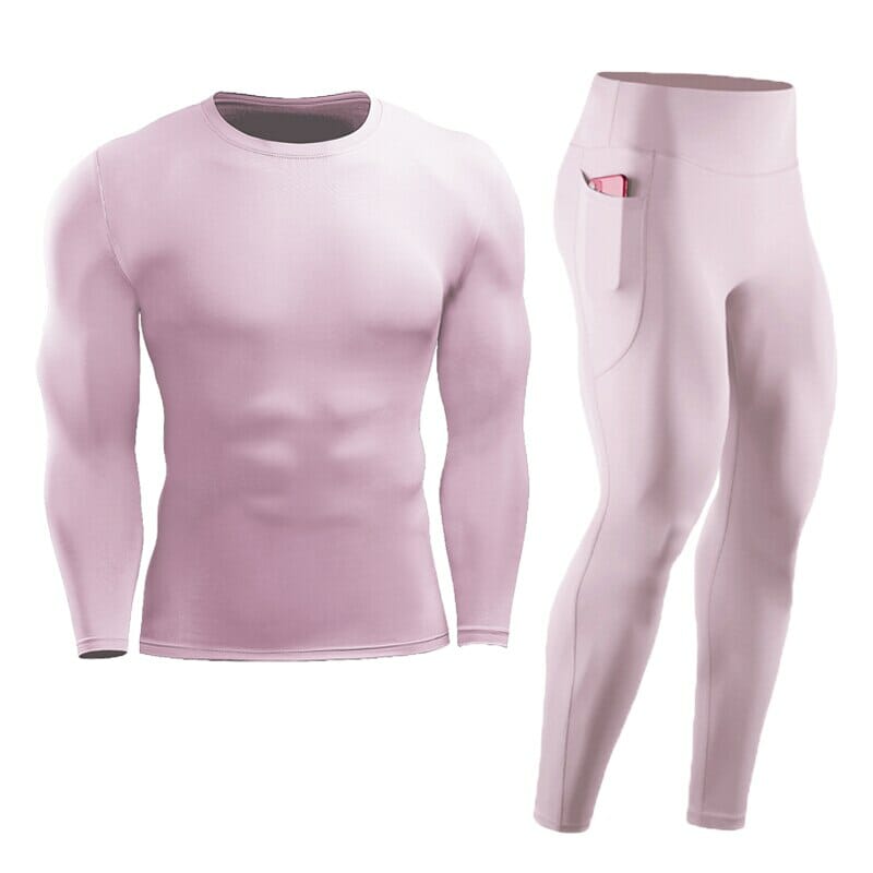 men sportswear tights top and bottom set pink