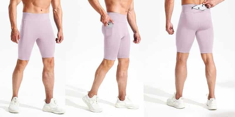 custom pink mens running shorts with zipper pocket wholesale