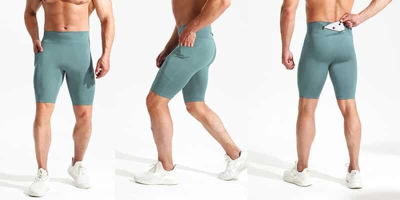 custom green mens running shorts with zipper pocket wholesale