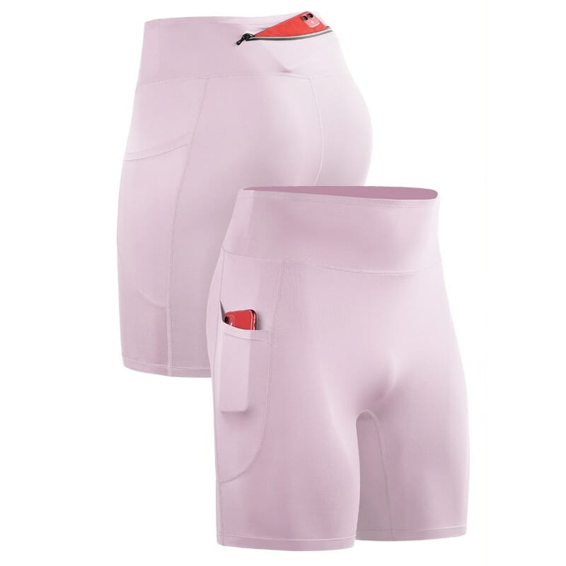 pink mens running shorts with zipper pocket