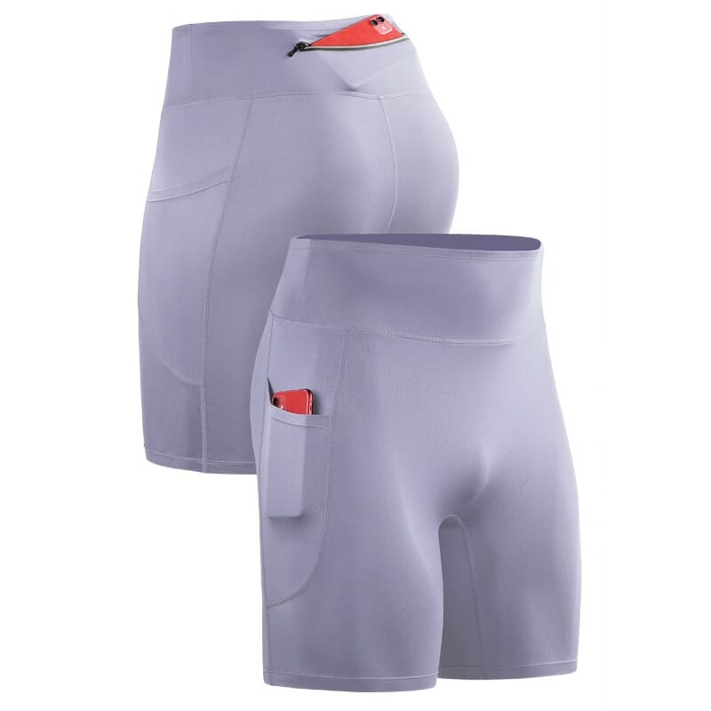 purple mens running shorts with zipper pocket