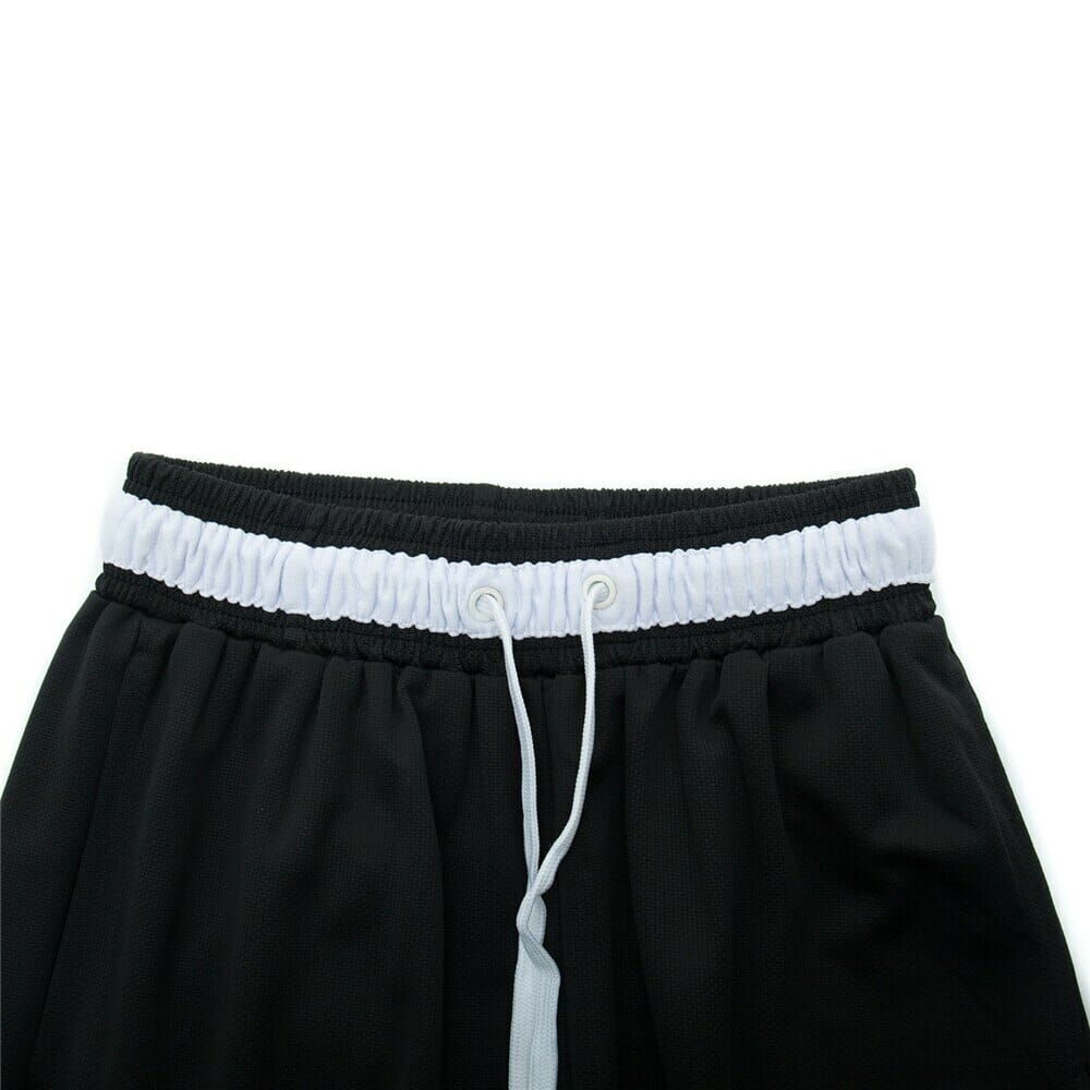 custom black white basketball shorts with pockets supplier