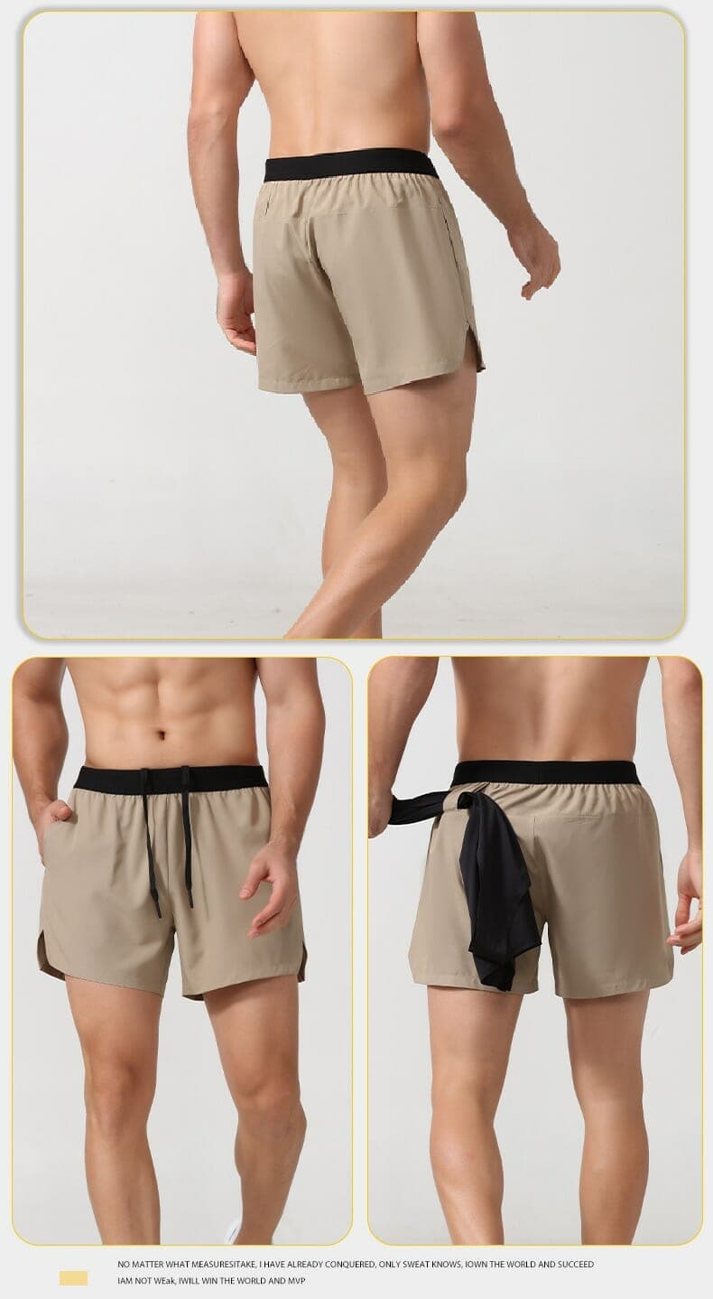 brown mens short length shorts