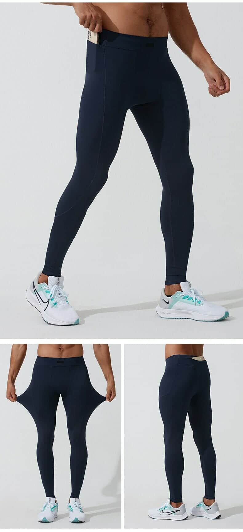 black men's running leggings with pockets