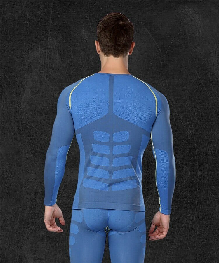 blue mens long sleeve compression shirts