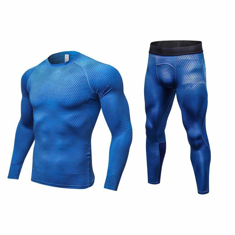 Compression workout clothes sets blue