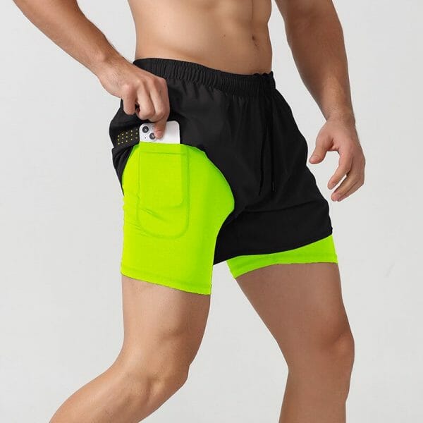 mens double layer gym shorts factory