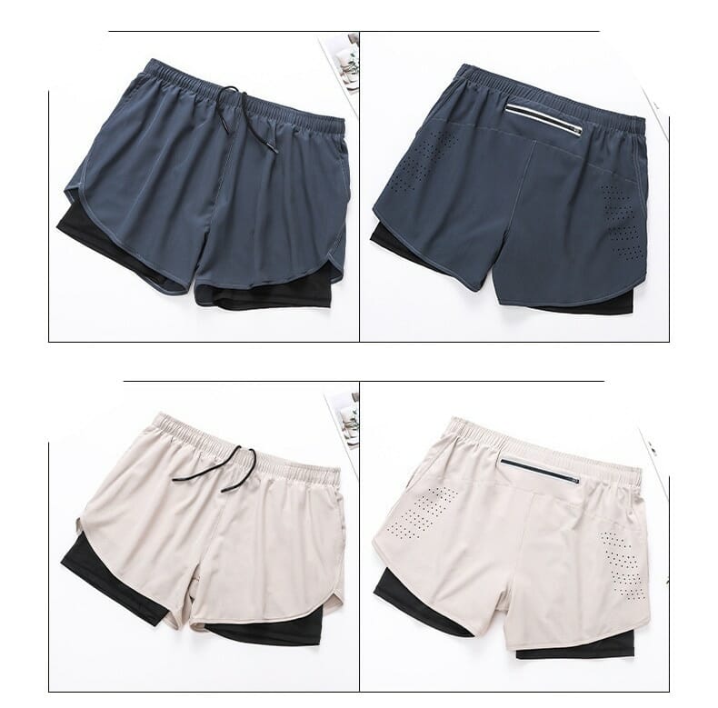 custom mens double layer gym shorts supplier