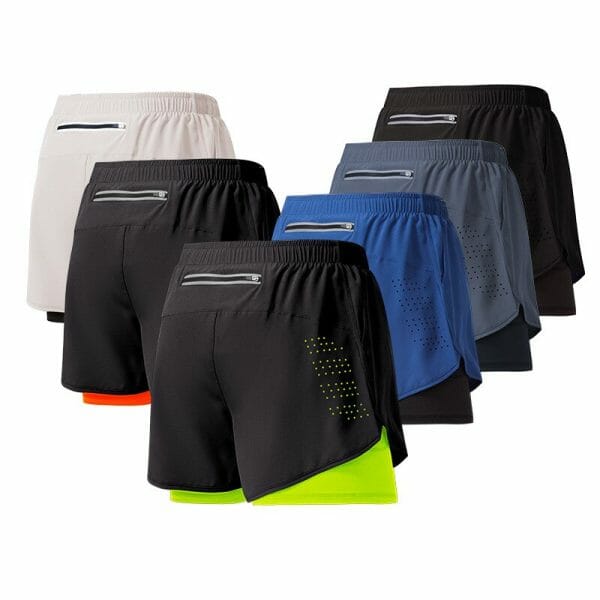 mens double layer gym shorts manufacturer